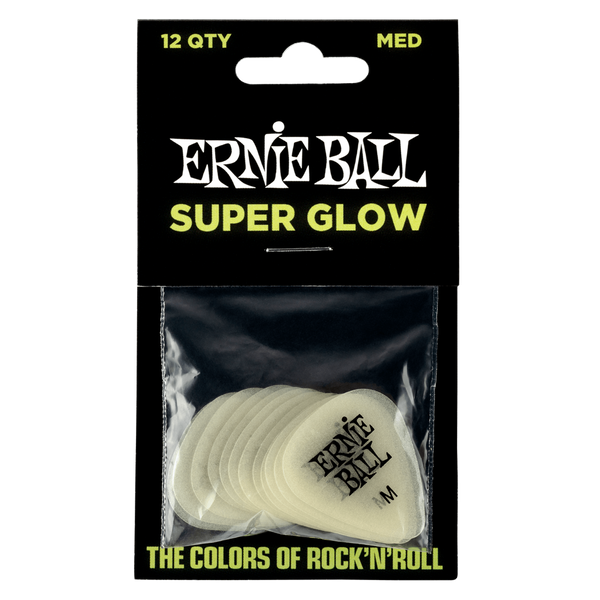 Ernie Ball Super Glow Picks. Pack of 12. Medium.