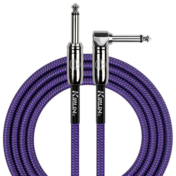 KIRLIN FABRIC 20' STRAIGHT TO RIGHT ANGLE PURPLE GUITAR CABLE.