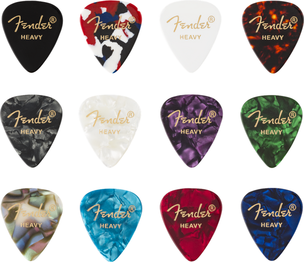 Fender 351 Heavy Celluloid Colour medley picks. Pack of 12.