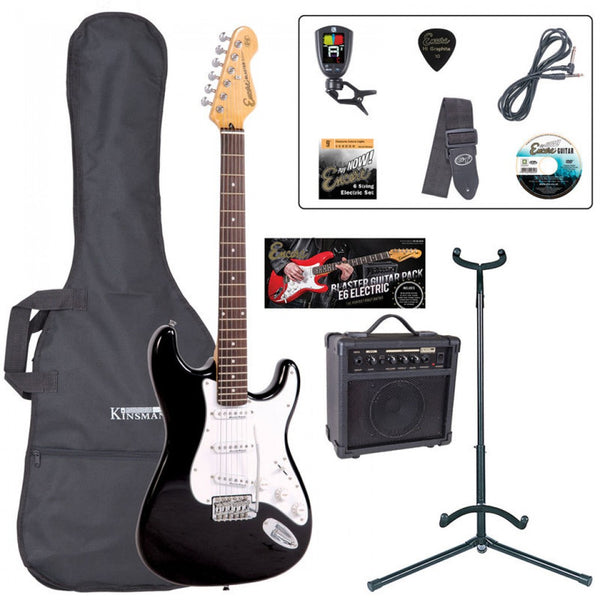 Encore EBPE6BLK Electric Guitar Pack in Black (RH)