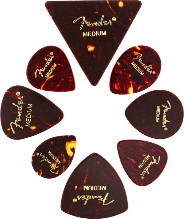 Fender All Shapes shell picks. Pack of 8 Mixed sizes.
