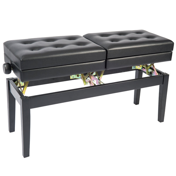 Kinsman Double Adjustable Piano Bench with Storage ~ Satin Black