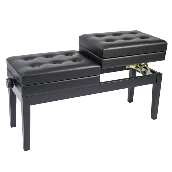 Kinsman Double Adjustable Piano Bench with Storage ~ Satin Black