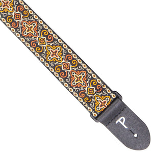 Perri's Webbing Jacquard Guitar Strap ~ Orange/Black Cross