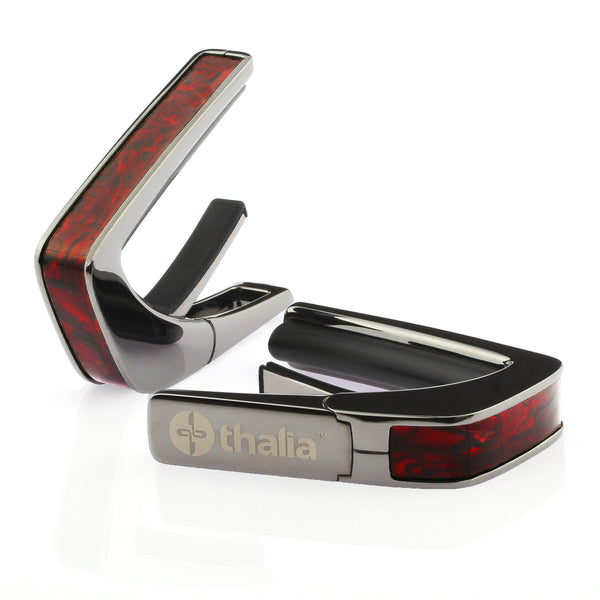 Thalia Exotic Series Shell Collection Capo ~ Black Chrome with Crimson Paua Inlay