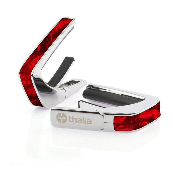 Thalia Exotic Series Shell Collection Capo ~ Chrome with Red Angel Wing Inlay