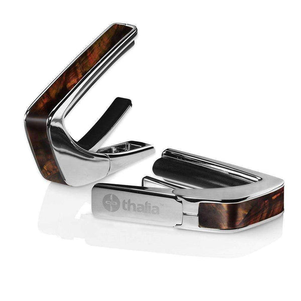 Thalia Exotic Series Shell Collection Capo ~ Chrome with Tennessee Whisky Wing Inlay