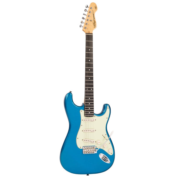 Vintage V6CAB Stratocaster style electric guitar in Candy Apple Blue Metallic