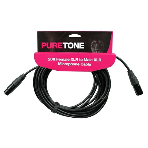 PURE TONE 20 FOOT FEMALE XLR TO MALE XLR MICROPHONE CABLE