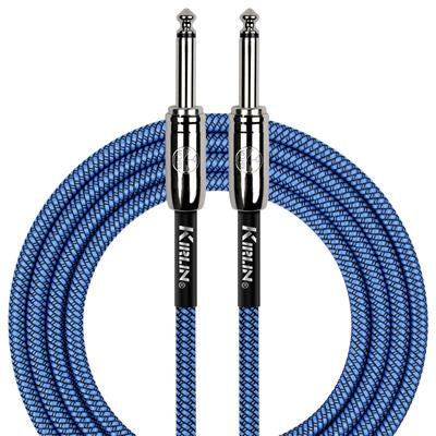 KIRLIN FABRIC 20' STRAIGHT BLUE GUITAR CABLE.