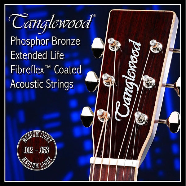Tanglewood TWGS12 coated Phosphor Bronze Acoustic guitar strings. 12-53